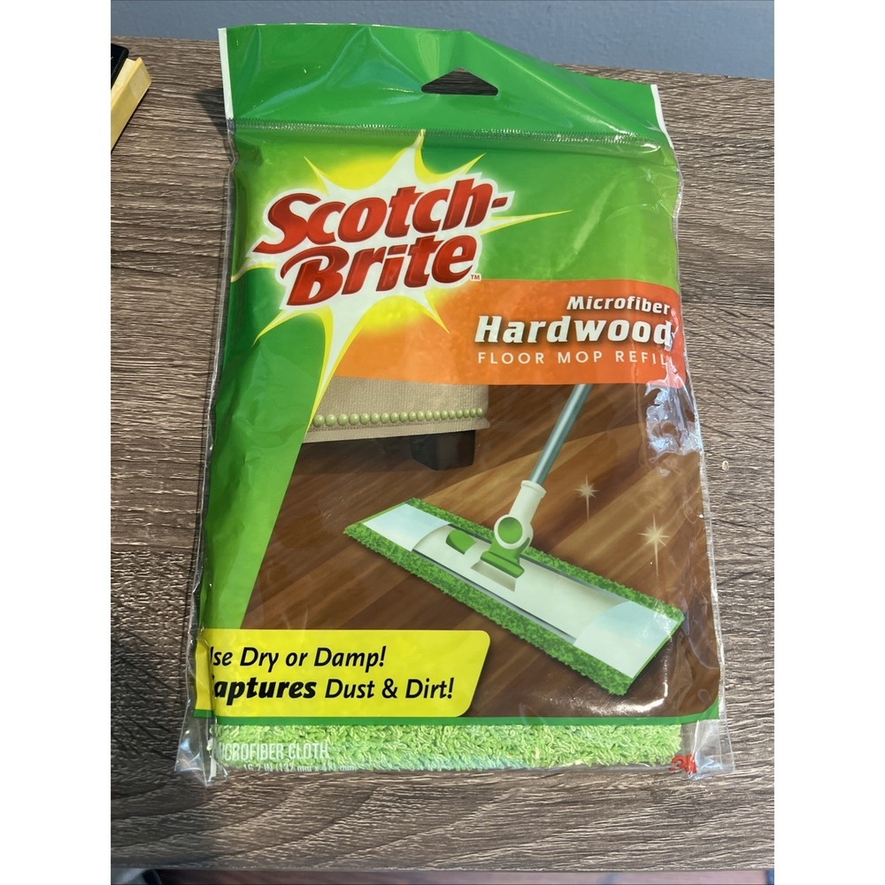 Scotch-Brite Hardwood Floor Mop Refill Pads Microfiber M005R Use Dry or Damp
